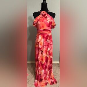 NWT Xscape Long High Multi Chifon Print Flower Size 6